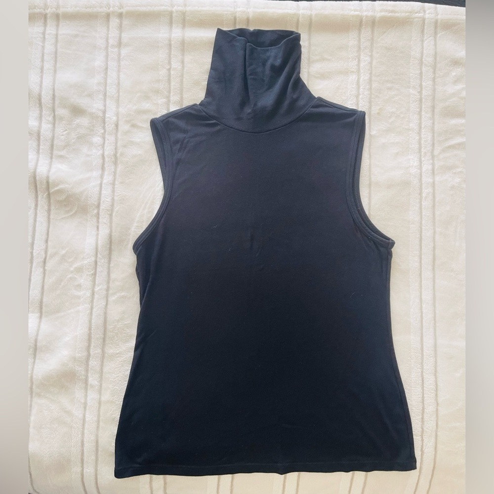 Theory Black Sleeveless Turtleneck Tank